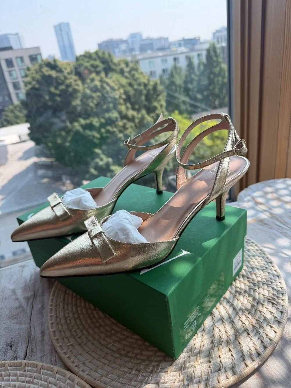 Jcrew Made-in-Italy Colette bow pumps in metallic crinkle